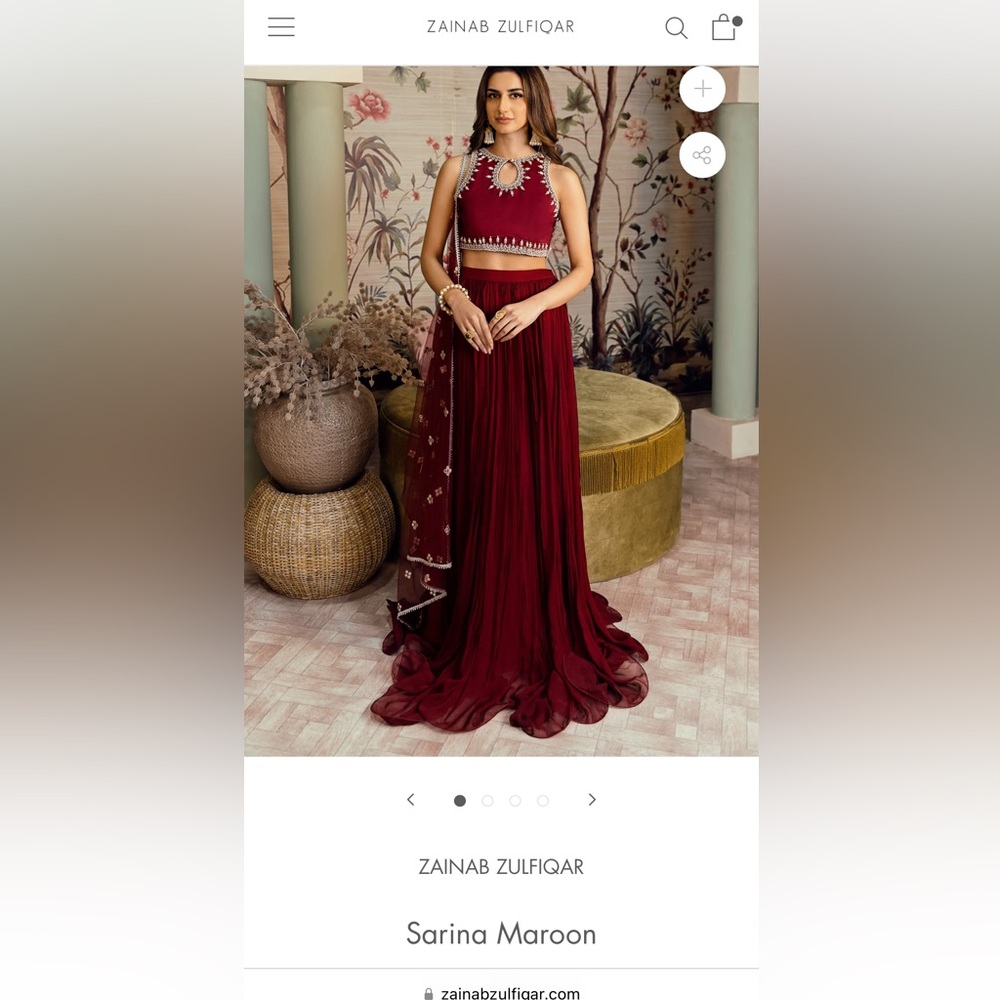 Zainab Zulfiqar Sabrina Maroon dress